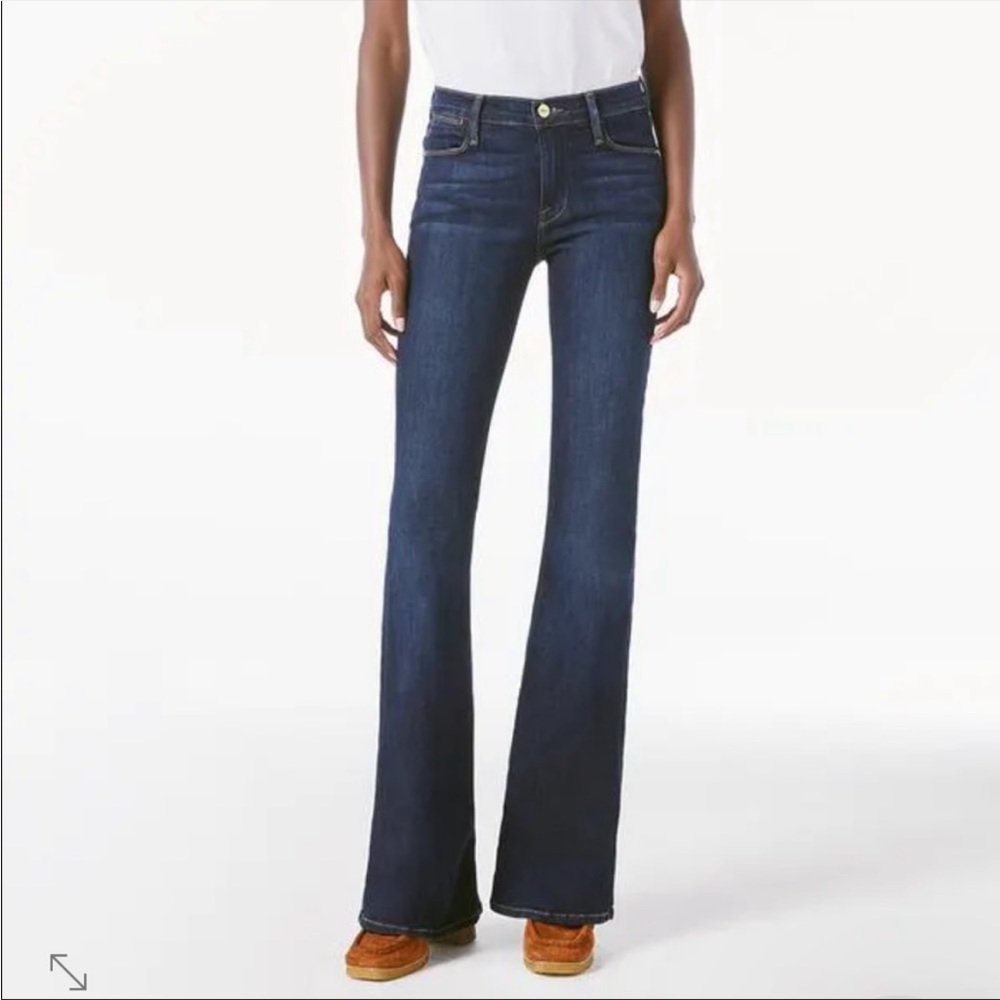 Frame Denim Le High Flare Dark Wash High Rise Flared Jeans
